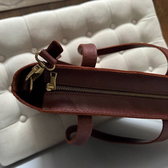 Portland Cognac Zippered Crossbody Tote - Picture 11 of 16